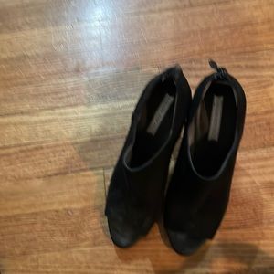 Used Banana Republic Black Suede Open Toe Size 9 Medium  Four Inch Heels